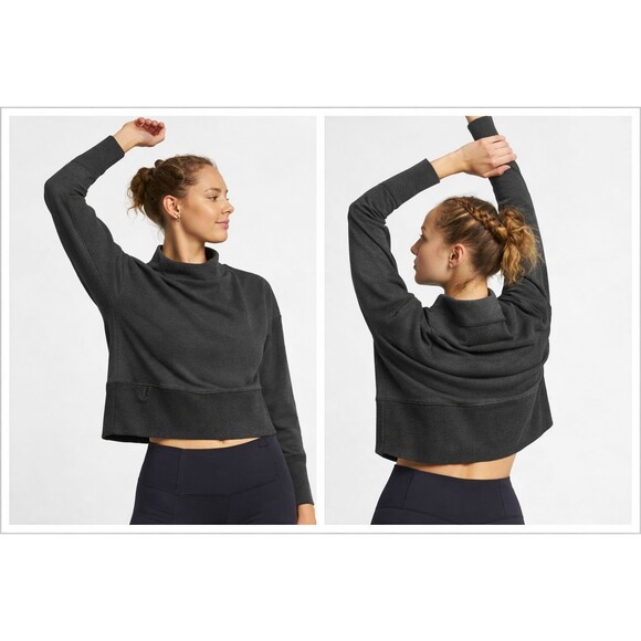 Nike Tops - Nike Dri-Fit Cropped Sweatshirt Women's M Gray Funnel Neck Athleisure Pullover